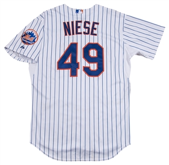 2015 Jon Niese Game Used New York Mets Pinstripe Home Jersey Worn on 08/10/15 Vs. Rockies (MLB Authenticated & Mets LOA)